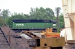 NB BN freight train in solid green ready to leave 